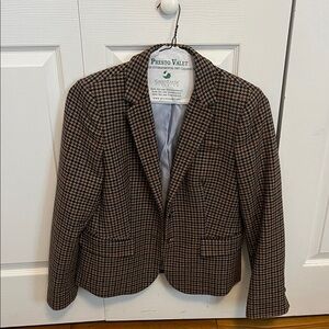 J Crew Size 6 Classic Brown Houndstooth Blazer